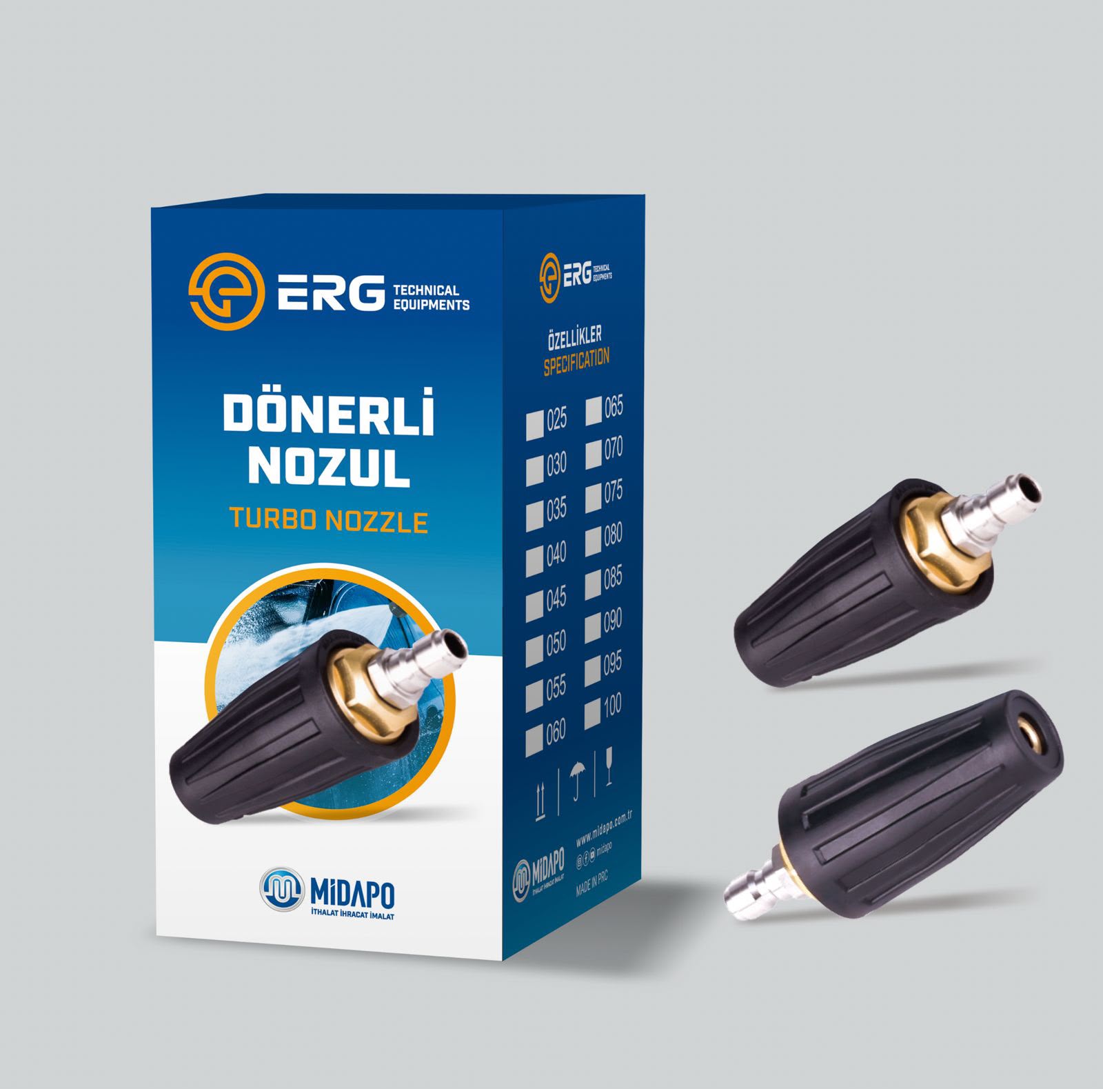 ERG Technical Dönerli Turbo Nozul | Basınçlı Yıkama Makinesi Ucu