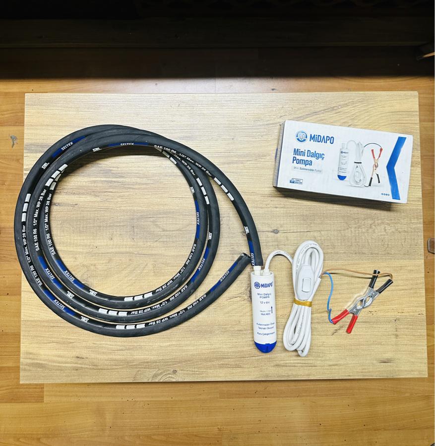 12 VOLT MİDAPO MİNİ DALGIC KÜÇÜK 3 METRE KAUCUK HORTUMLU