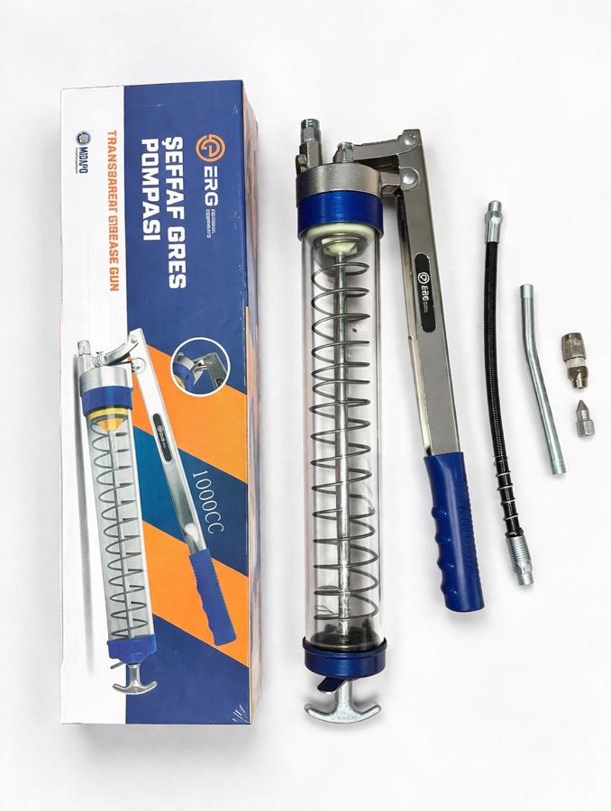 ERG 1000CC ŞEFFAF GRES POMPASI KIRILMAZ SERT PLASTİK