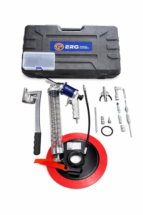 ERG 600 CC Kollu Havalı Şeffaf Gres Pompası Full Set (Kilitlemeli Uç + Metal Doldurma Kapaklı)